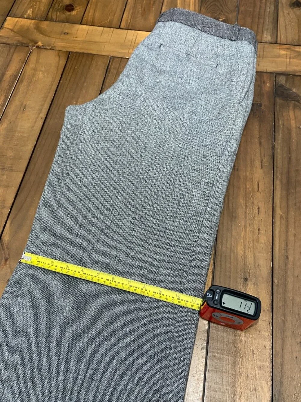 Banana Republic Herringbone Tweed Wide-Leg Trousers - Gray/Black -‎ Size 14